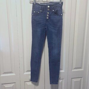 Celebrity Ace Size 00 Jr Skinny Stretch High Waisted Jeans-Ankle Crop Button Fly
